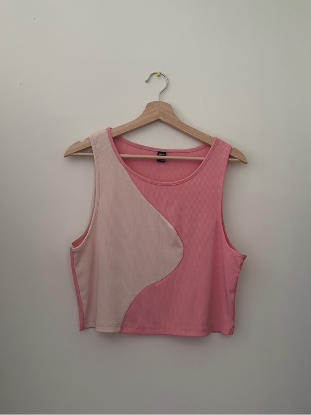 Pink Two-Tone Sleeveless Crop Tank Top